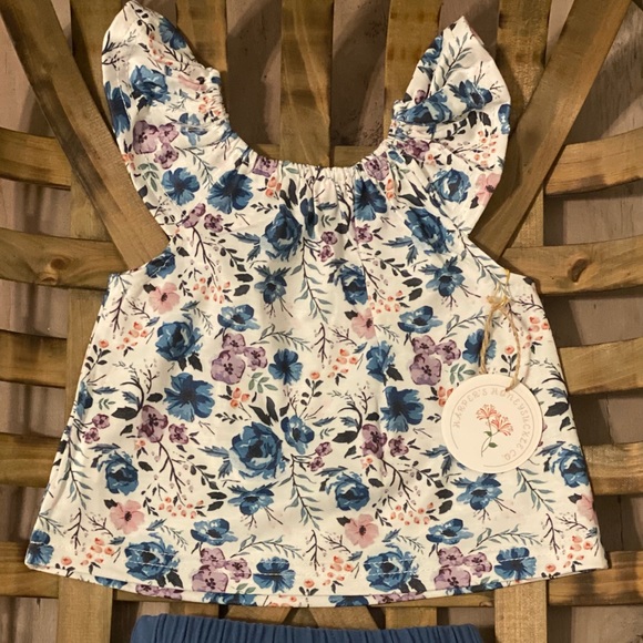 Blue Floral Tank & Matching Bummies Set - Picture 1 of 2